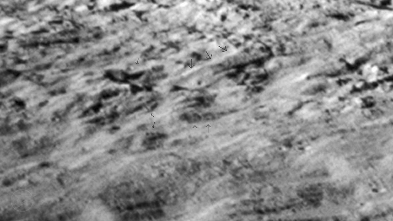 [Fig. 1] Cluster of highly geometric shapes found on the Moon resembling ancient structures.