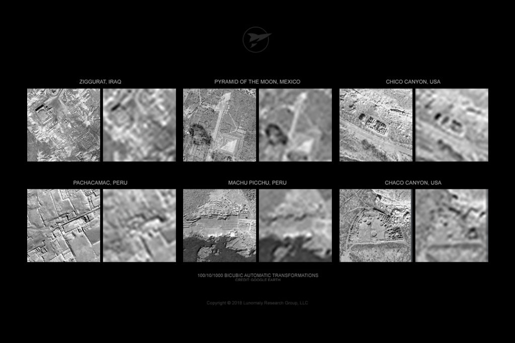 Image degradation examples of ancient structures on Earth (google earth)